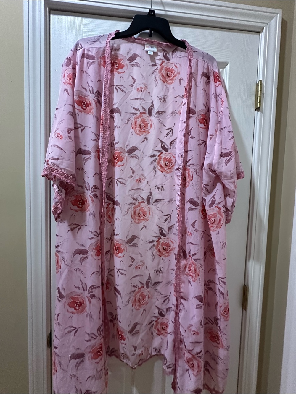 LuLaRoe Pink Rose Print Kimono Cardigan